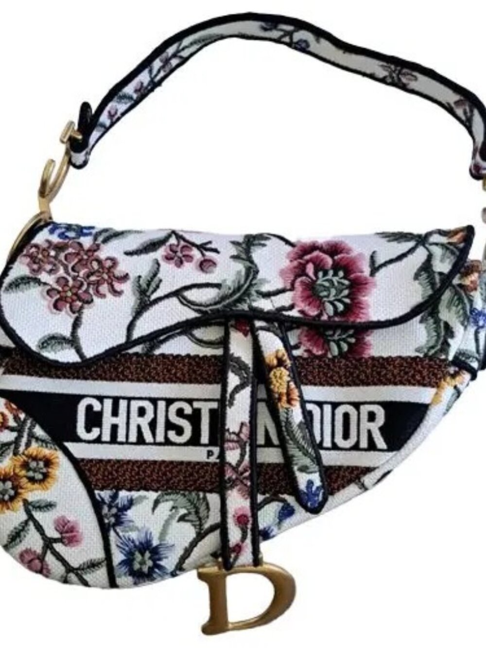 DIOR Saddle canvas handbag medium multicolor/flowers NEW